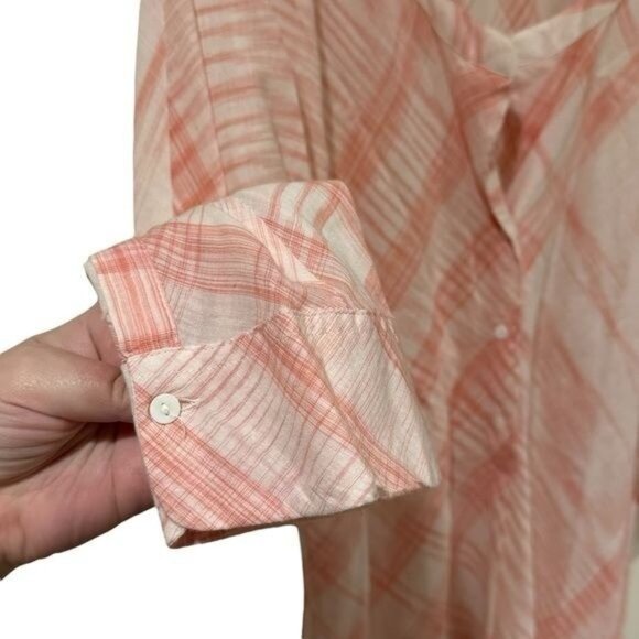 Sundance Plaid Three Quarter Sleeve Tunic Blouse Peasant Cottagecore Boho L - Picture 5 of 10